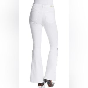Skinnygirl Power Moves Flare Jeans white zipper convertible straight 29/8